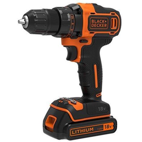 Black & Decker – Perceuse-visseuse sans fil 18V BDCDD186B avec 2 batteries 1,5Ah – Moteur Brushless – Couple 50Nm pour perçage béton (1/5)