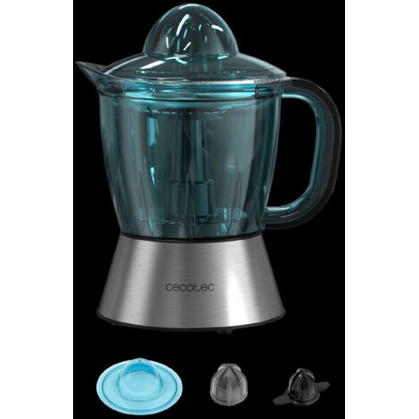 Cecotec Zitra Extracteur de jus en acier, 60W de puissance, filtre en acier inoxydable, 2 cônes détachables, essorage à double sens de, lavable au lave-vaisselle, tambour calibré en ml, 1 L (1/4)