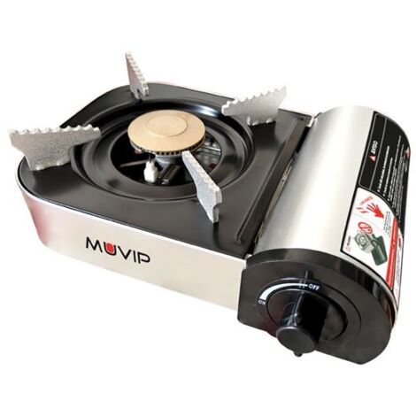 Muvip petite série de cuisine de portable gaz 1 brûleur - allumage automatique - brûleur de aluminium et cuivre - double valve scellée - mallette de transport de
