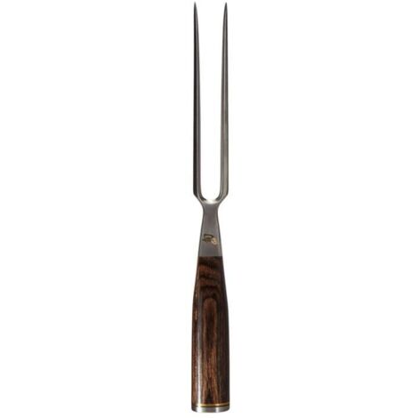 KAI Fourchette à viande Shun Premier Tim Mälzer, dents de 16.5 cm - Acier inoxydable de haute qualité résistant à la corrosion - Manche de bois de Pakka brun moyen - Fabriqué au Japon (1/3)