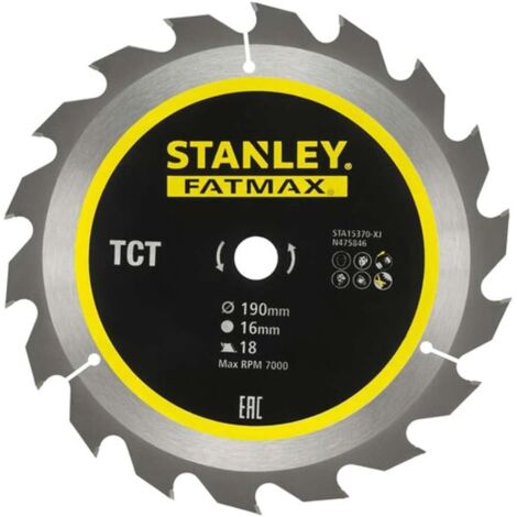 Stanley STA15370-XJ Lame de scie circulaire TCT 190 x 16 mm x 18 dents bois cloué (1/5)