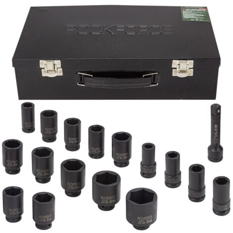 Jeu de douilles à chocs longues 3/4"" 17-50mm 6 pans (1/4)