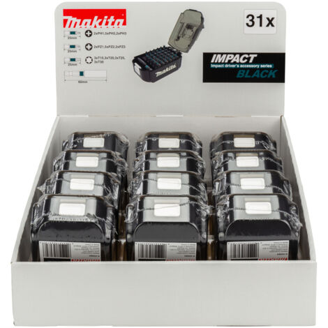 Makita – Jeu d'embouts de torsion 31 pièces – Acier S2 traité – Pour visseuses à chocs – E03090 (1/2)