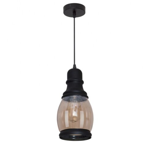 Pendentif Capitoline 1xe27 h.reg.xp.14cm noir/ambre (1/2)