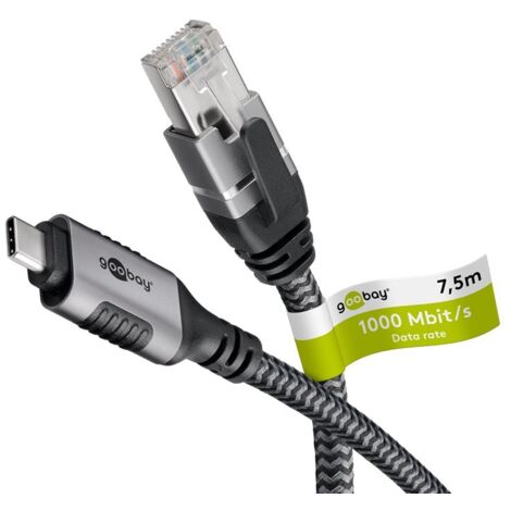 Câble Ethernet USB-C™ 3.1 vers RJ45, 7,5 m, connecte un routeur, modem ou switch réseau au port USB-C™ de l'ordinateur portable, tablette ou smartphone. Longueur de câble 7.5 m (1/5)
