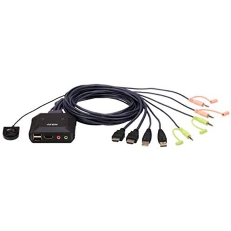 ATEN Commutateur KVM USB 4K HDMI de 2 ports avec cable avec sélecteur de avec port distant de (1/5)