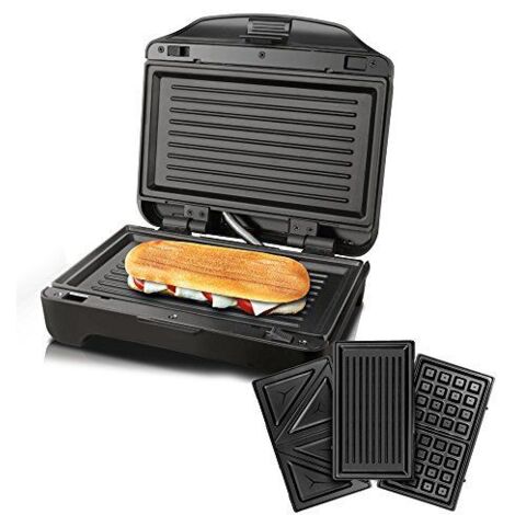 Taurus - Miami Sandwich Maker Premium 900W 3 plaques antiadhésives amovibles LED indicator Rangement vertical Cool touch handle Base antidérapante (1/5)
