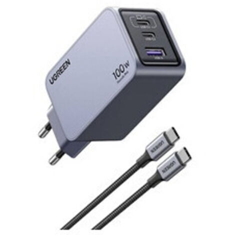 Chargeur et câble d alimentation PC Ugreen secteur 100W Gris anodisé (1/5)