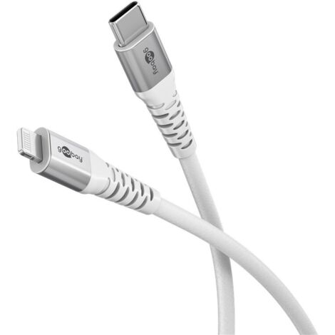 Câble Textile Lightning vers USB-C™ Super-Doux avec Connecteurs Métalliques, 2 m, blanc, certifié MFi, câble de chargement et de synchronisation élégant et extra-résistant pour Apple iPhone/iPad (blan (1/5)