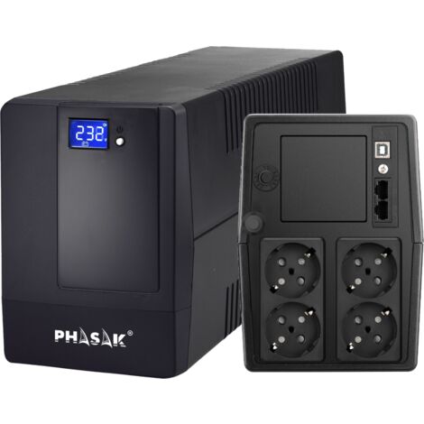 Onduleur interactif 1000 VA – Protection avancée contre surtensions – Écran tactile – Démarrage à froid – Logiciel de gestion USB – Phasak