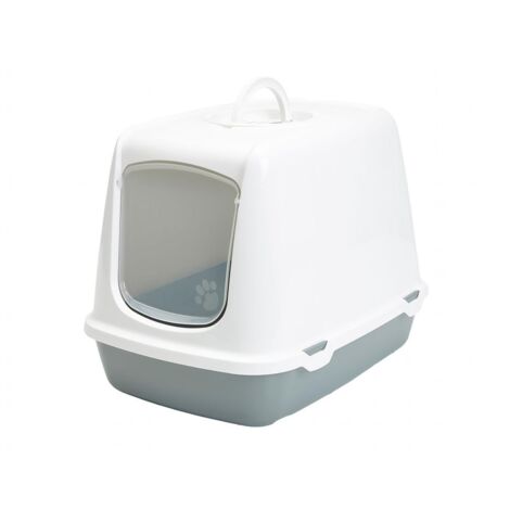 Bac à sable pour chat avec porte rabattable – Dimensions 50 x 37 x 39 cm – Plastique résistant aux UV – Fentes d'aération pour filtre anti-odeur (1/5)