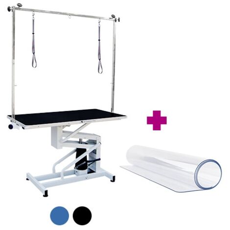 Table hydraulique pour le toilettage des chiens et les centres vétérinaires de couleur bleue. (1/5)