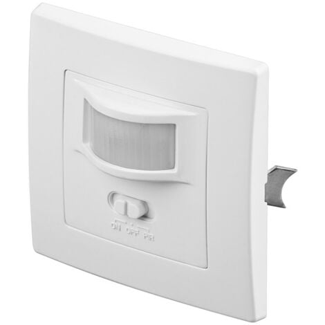 Détecteur de Mouvement Infrarouge, pour montage mural encastré, détection de 160°, portée de 9 m, pour l'intérieur (IP20), adapté aux LEDs.