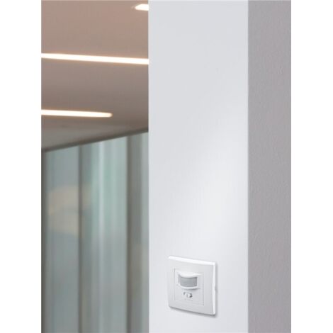 Détecteur de Mouvement Infrarouge, pour montage mural encastré, détection de 160°, portée de 9 m, pour l'intérieur (IP20), adapté aux LEDs.