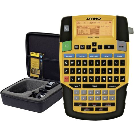 Étiqueteuse Rhino 4200 1852998 – Imprimante portable avec écran rétroéclairé – Rubans compatibles 6-19mm – Idéale pour industrie et artisanat – Dymo