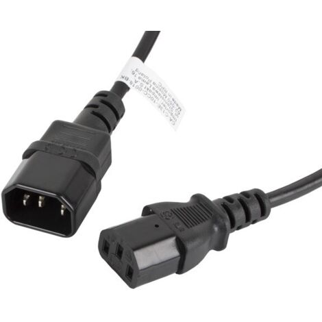 lanberg AC 10cc c13e 0018 BK IEC 320 C13 Femelle à Femelle IEC 320 C14 Câble d'extension de réseau, 1,8 m, Couleur Noir (1/4)