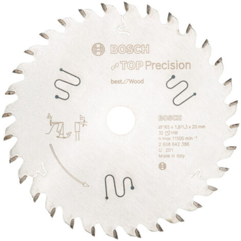 Bosch 2 608 642 386 - Lame de scie circulaire Top Precision Best for Bois - 165 x 20 x 1,8 mm, 32 (paquet de 1)