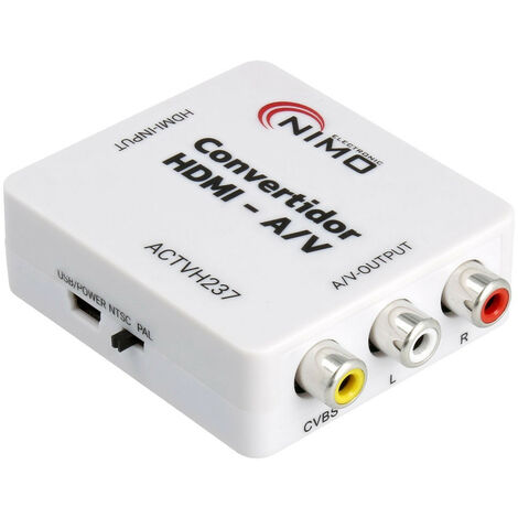 Convertisseur audio vidéo composite RCA vers HDMI , 1080P, PAL / NTSC avec  câble de charge USB - Noir