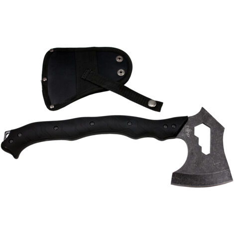 Axe Third acier inoxydable, taille totale 37 cm, mango ABS noir, housse en nylon, S4100-2