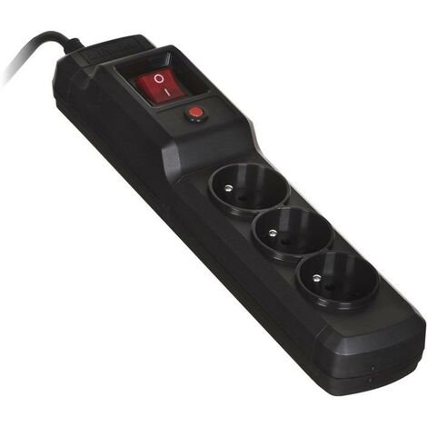 Multiprise Activejet 3 prises noire 2300 W 1.5 m câble (1/3)
