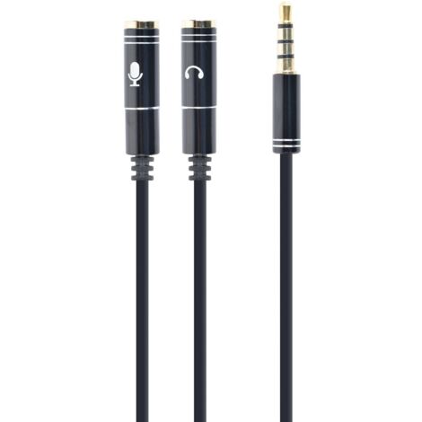 Adaptateur audio 4 broches mâle vers 2 mini jack 3,5 mm femelles Gembird CCA-417M (1/2)