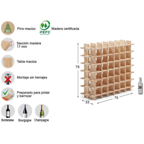Porte-bouteilles évolutif Rioja pour 36 bouteilles en pin massif astigarraga.