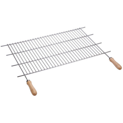 Grille de barbecue portable en zinc 80x40cm – Poignées en bois – Pour cuisson au charbon – Résistante aux intempéries – Sauvic