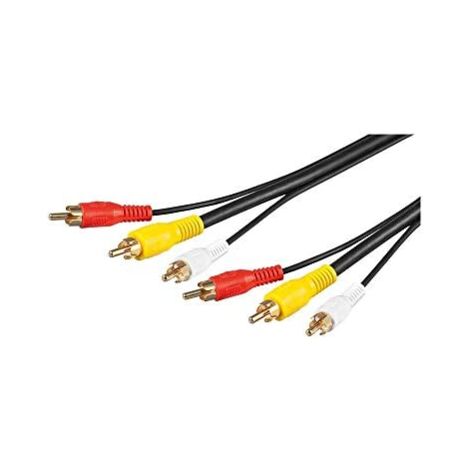 Câble de Connexion Audio Vidéo Composite, 3x RCA avec Câble Vidéo RG59, 3 connecteurs Cinch 3 connecteurs Cinch. Longueur de câble 10 m (1/2)