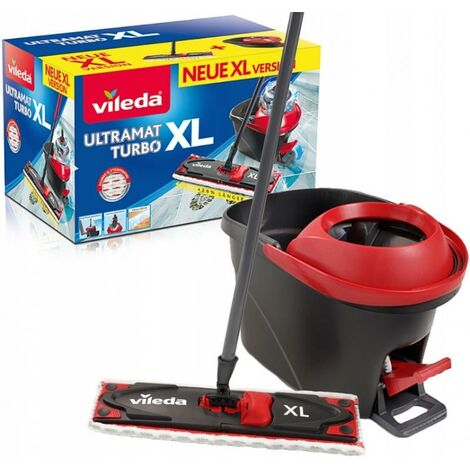 Vileda Ultramat Turbo XL-Complete Box Floor Mop, Microfibre, Rouge, Set