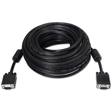 Nanocable 10.15.0115 - Cavo SVGA con ferrite di Alta qualità per Monitor, proiettore e PC, HDB15 / M-HDB15 / M, Nero, 15mts