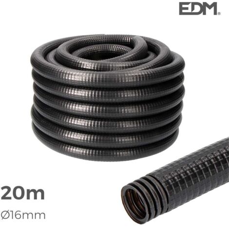 EDM – Gaine électrique préfilée 16mm – Longueur 20m – Type ondulé CE M-25 – Protection câbles pour installations extérieures
