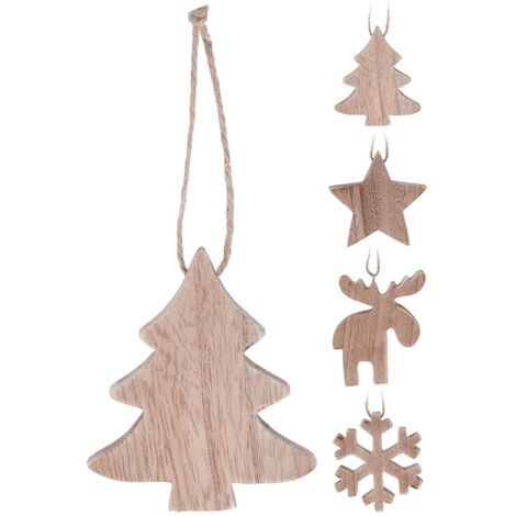 Décoration de Noël suspendue en bois 10cm (1/3)
