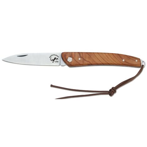 Couteau salamandre, manche en if, taille 17,5 cm, lame 7,5 cm, manche 10 cm, poids 60 grammes, 160041 (1/2)