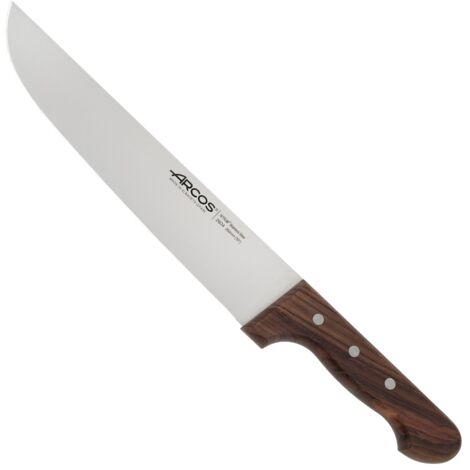 Couteau de boucherie Arcos Palisander 260400 en acier inoxydable Nitrum et mango en bois de rose avec lame de 25 cm et lame de couverture.