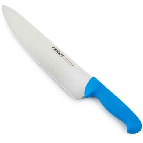 Couteau de chef Arcos Couleur - Prof 290923 en acier inoxydable Nitrum et mango polypropylène bleu ergonomique avec lame de 30 cm, vitrine.