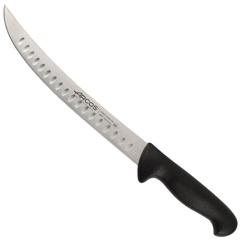 Arcos 2900 Series couteau de boucher incurvé noir, lame en acier inoxydable NITRUM® de 25 cm de long et manche en polypropylène (PP).