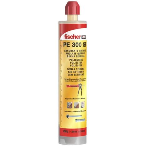 Fischer – Kit de scellement chimique 300ml – Résine polyester pour béton et brique creuse – Fixation sans approbation – Usage professionnel - PE 300 SF