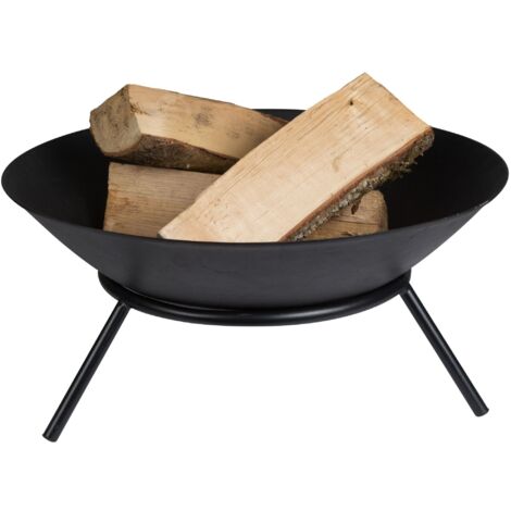 Perel – Brasero en fonte rond Ø56 cm – Support 3 pieds stable – Hauteur 26 cm – Chauffage extérieur pour bois et charbon – Foyer noir pour terrasse (1/10)