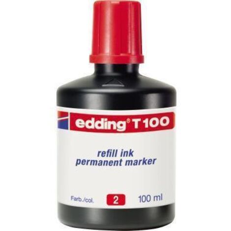Bouteille d'encre rechargeable 100ml rouge edding (1/2)