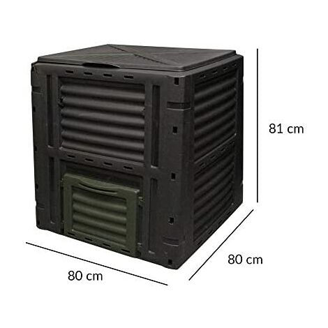 Bac à compost 450 l noir 80x80x81cm progarden
