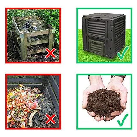 Bac à compost 450 l noir 80x80x81cm progarden