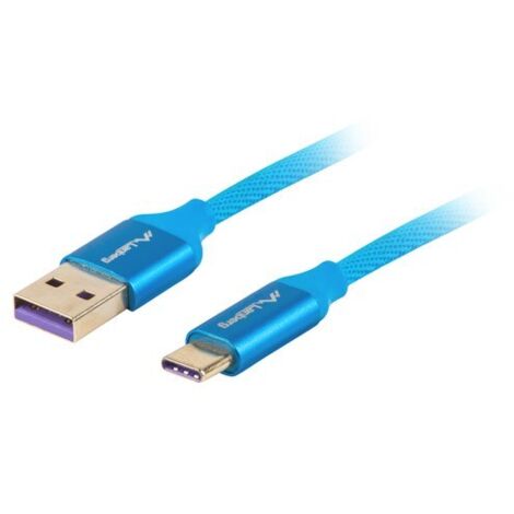 Câble usb lanberg 2.0 male/usb c male 5a 1m bleu (1/2)