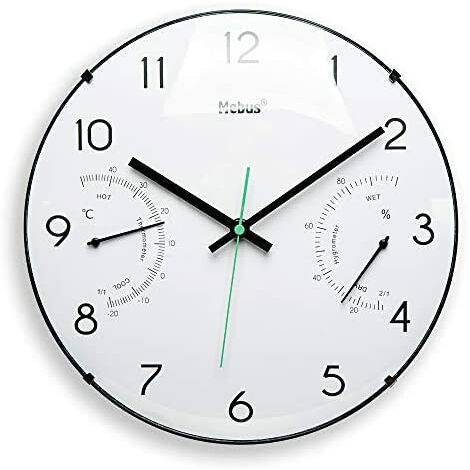 Horloge Murale Vintage MEBUS à Quartz - Avec Hydromètre Et Thermomètre, Années 70-90