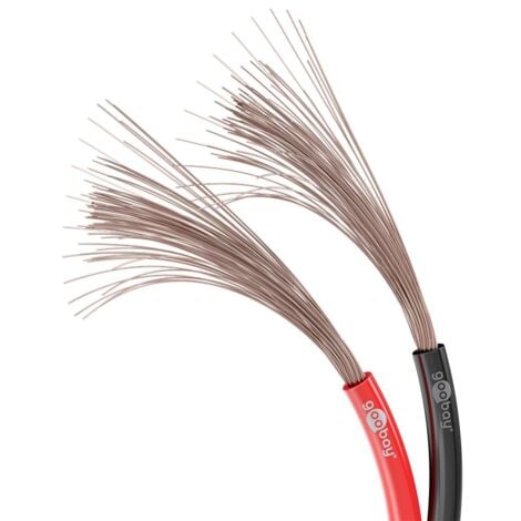 Câble de Haut-parleur rougenoir, Rouleau de 25 m, section de 2 x 1,5 mm², CCA. Longueur de câble 25 m