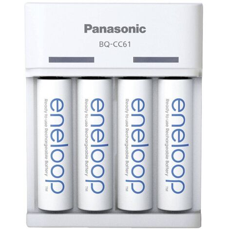 Panasonic eneloop Basic USB Chargeur, pour 2 ou 4 piles AA/AAA Ni-MH, 6 fonctions de sécurité et Micro-USB. Y compris 4 eneloop AA/Mignon, capacité minimale améliorée de 2000 mAh. (1/7)