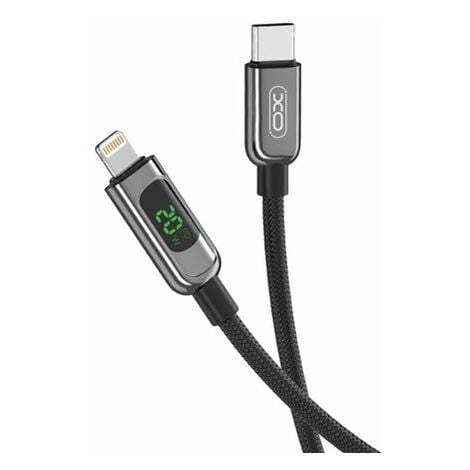 Xo braided cable usb-c male to lightning male 20w with led display