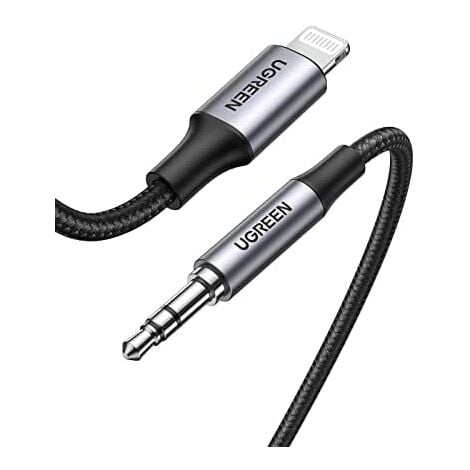 LBSC Lot De 2 Câbles Auxiliaires Pour IPhone, IPhone, Casque, Chaîne Stéréo, Haut-parleur, Câble Auxiliaire De 3,5 Mm Compatible Avec IPhone 14/13/12/11/XS/XR/X/8/7 (blanc