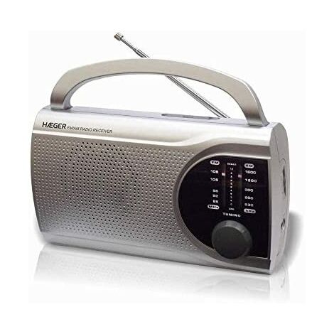 HAEGER Surround - Radio portable Am/FM - AC/DC avec poignée de transport rétractable, prise casque, branchement secteur (1/3)