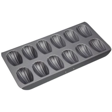 MasterClass Plat à cupcake KCMCHB66 avec revêtement antiadhésif sans PFOA, acier au carbone robuste of 1 mm, plat à gâteau à 12 trous, gris (1/3)