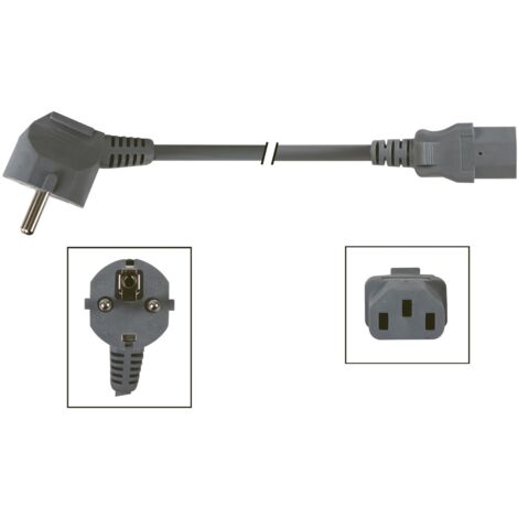 Câble d'alimentation - couleur grise - cee 7/7 90° + c13 - 3,0 m - 3g1,0 mm² - 3g1,0 mm² - 3,0 m - 3g1,0 mm² - 3,0 mm² - 3,0 m (1/2)
